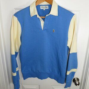 James King Atlanta GOAT Spring Sailors Rugby Shirt in Blue/Cream Size Medium
